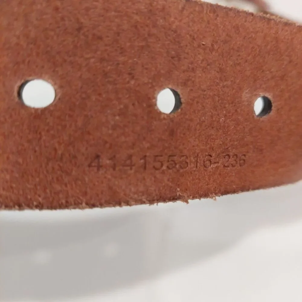 New RLL Ralph Lauren Tan Split Leather Braided Belt Massive Buckle Sz Smal